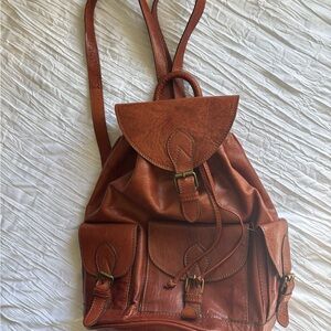 Elegant Tan Leather Backpack